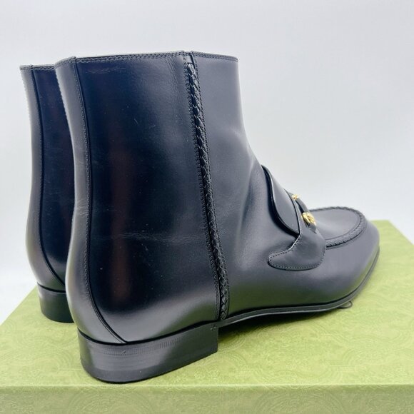 Gucci Horsebit Ankle Boots 757766 Black Leather Mens UK 10.5 US 11 $1790 - NEW - Picture 6 of 13